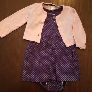 Romper w/ cotton cardigan